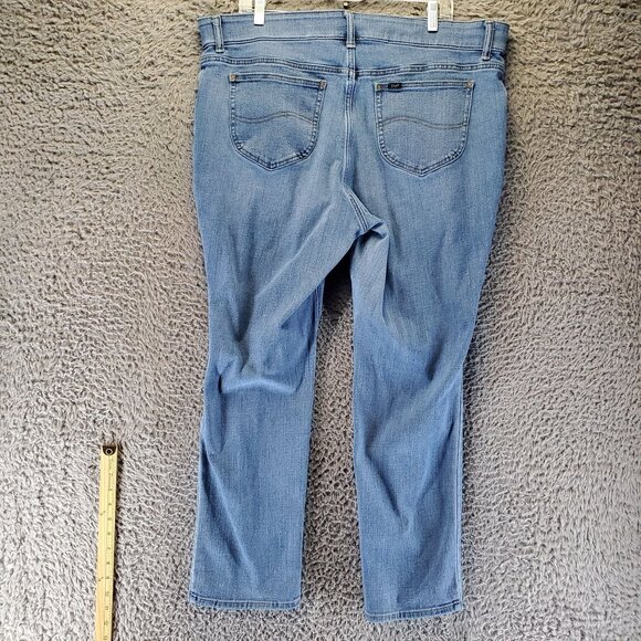 Lee Jeans Womens 20W Blue Slim Fit Straight Leg Mid Rise Plus Size Stretch Denim - Picture 11 of 12